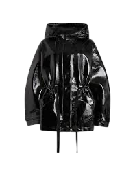 All Saints Black Kelsie Shine oversized-fit hooded jacket UK S
