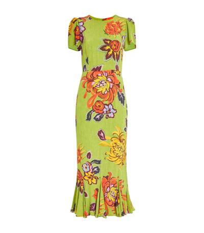 Rhode Lulani Ruffle hem maxi Dress In Green Lanai UK 6