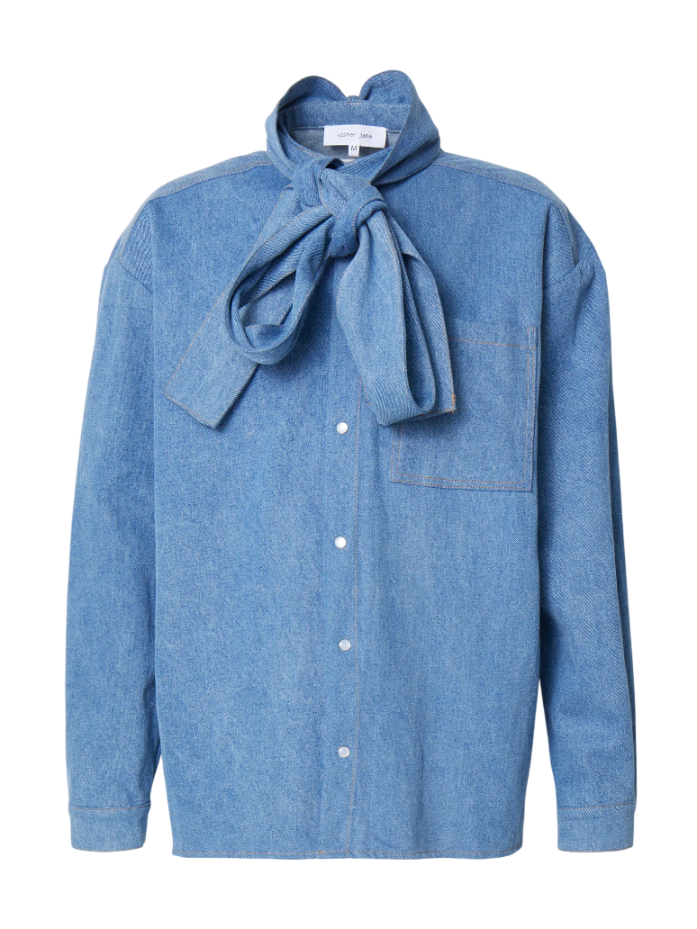 Sister Jane Blue Lincoln Denim Bow Shirt UK M