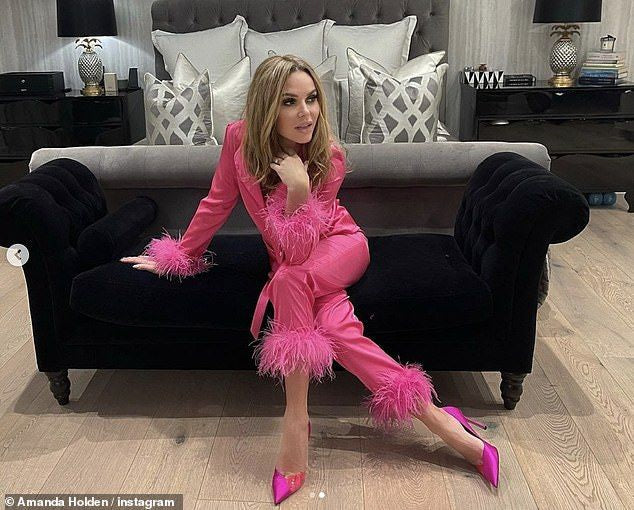 Nadine Merabi Pink Darcie Satin Feather Trim Pyjamas With Crystal Buttons UK S