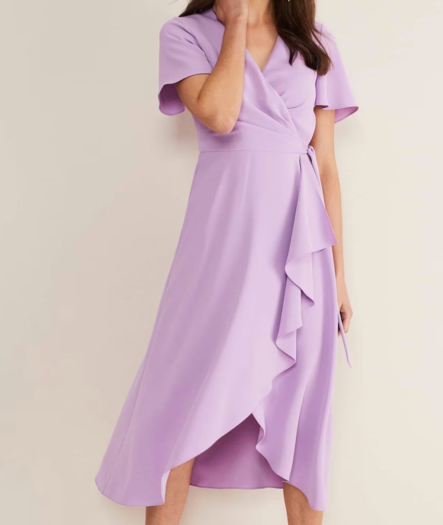 Phase Eight Lilac Julissa Ruffle Wrap Midi Dress UK 14
