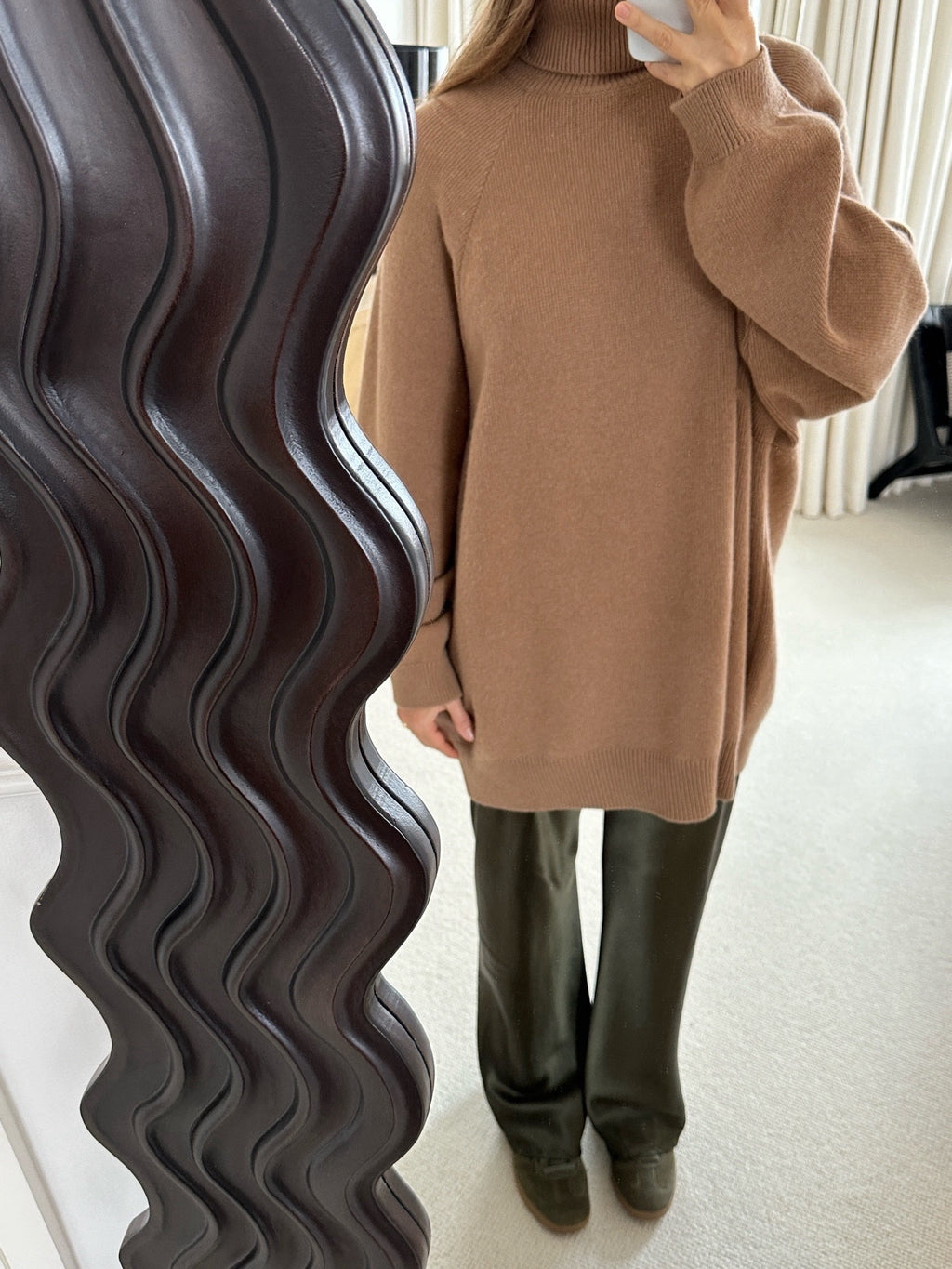 Raey Brown Raglan Wool-blend Roll-neck Jumper UK S/M