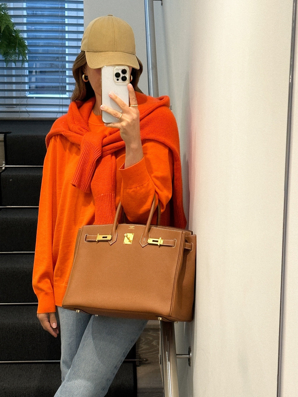 cos Orange Wool And Cashmere Blend Jumper UK L