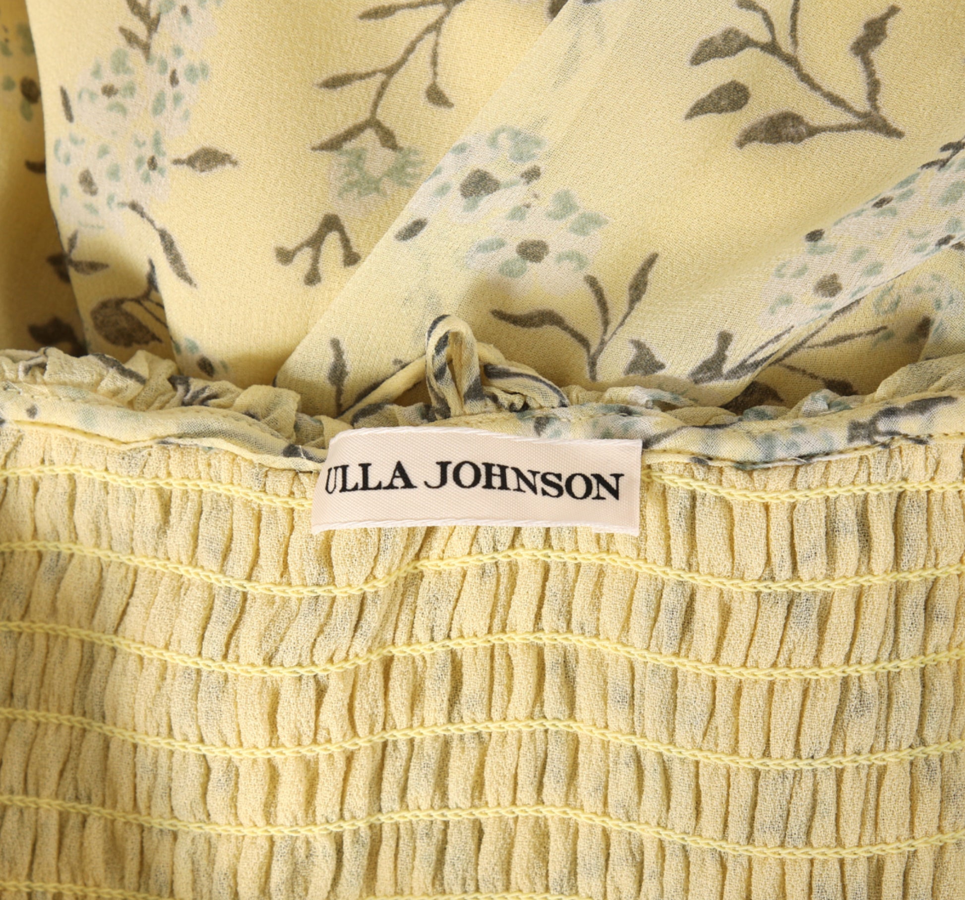 Ulla Johnson Penninah Cold-shoulder Ruffled Floral-print Silk-georgette Dress In Yellow UK 10