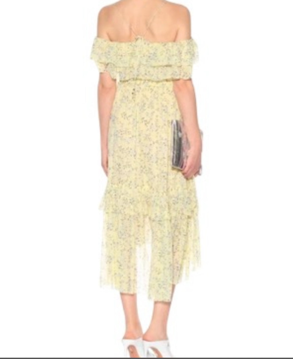 Ulla Johnson Penninah Cold-shoulder Ruffled Floral-print Silk-georgette Dress In Yellow UK 10