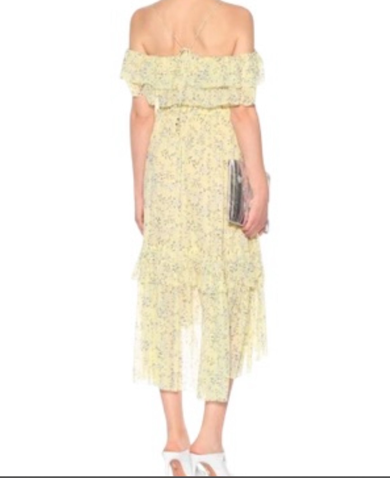 Ulla Johnson Penninah Cold-shoulder Ruffled Floral-print Silk-georgette Dress In Yellow UK 10