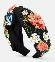 JENNIFER BEHR Black Embellished Jardin Headband