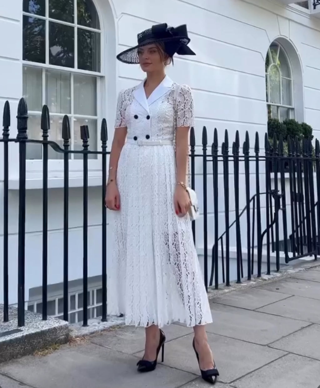 Self-Portrait White Floral Lace Double Breasted Dress UK 8