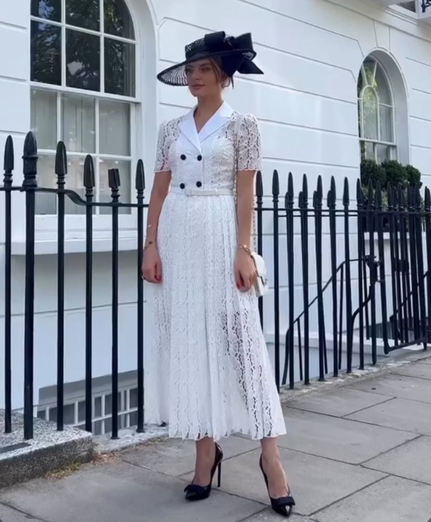 Self-Portrait White Floral Lace Double Breasted Dress UK 8