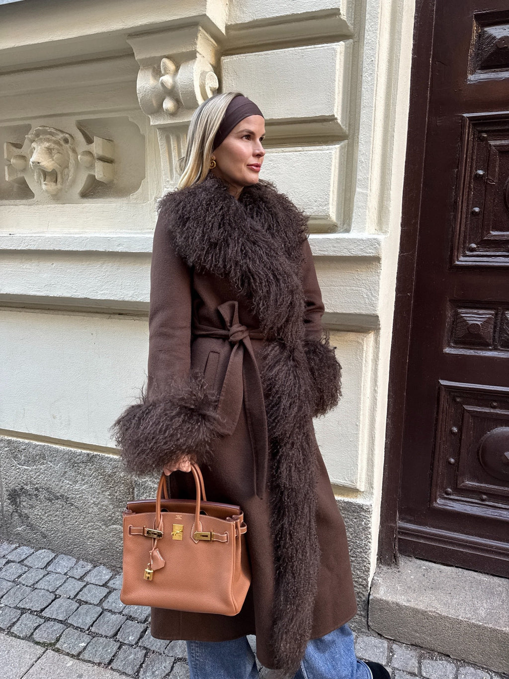 DUCIE London Brown Lola Mongolian Jacket UK S