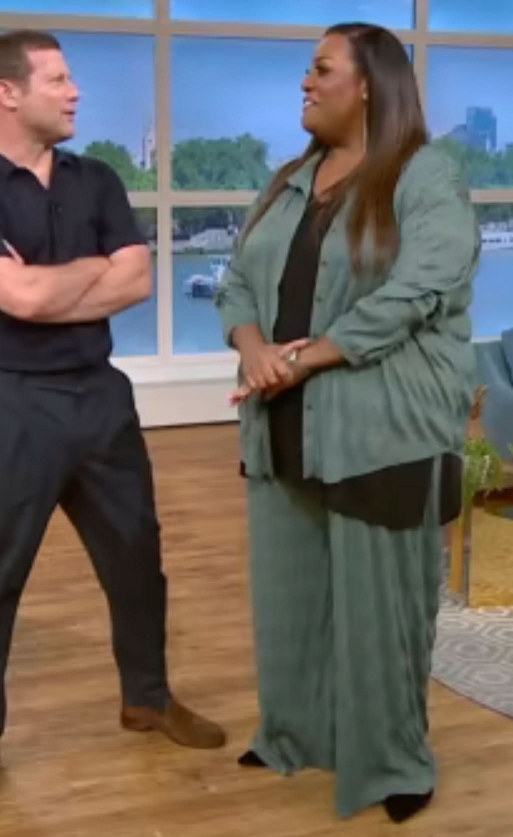 ASOS Green Oversized Plisse Wide Leg Trousers UK 26