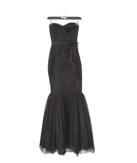 MONIQUE LHUILLIER BRIDESMAIDS BLACK STRAPLESS FISHTAIL DRESS UK 4 US 0