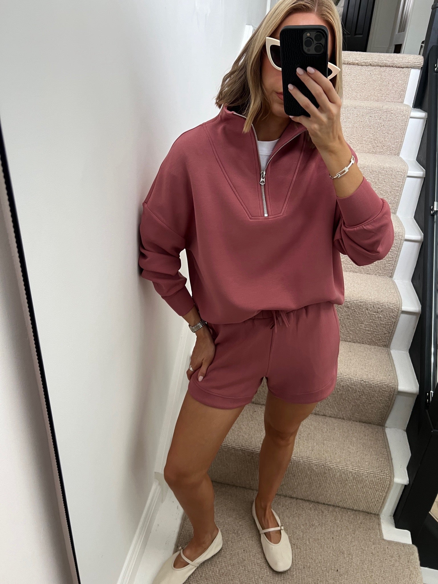 Varley Pink Ollie Stretch-jersey Shorts UK S