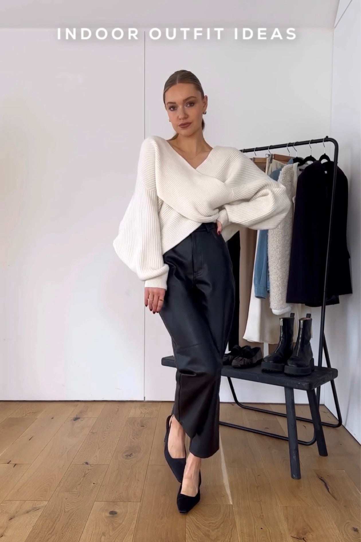 almada label Cream Cashmere/merino Blend Gia Cross Wrap Sweater UK S/M