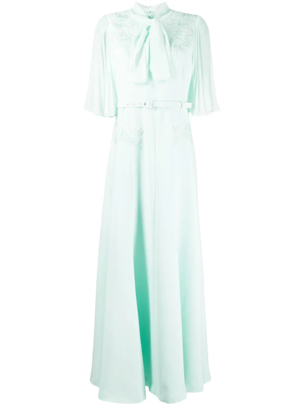 Self-Portrait Green Mint Chiffon Crepe Maxi Dress UK 4