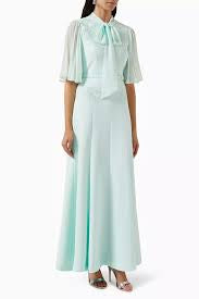 Self-Portrait Green Mint Chiffon Crepe Maxi Dress UK 4
