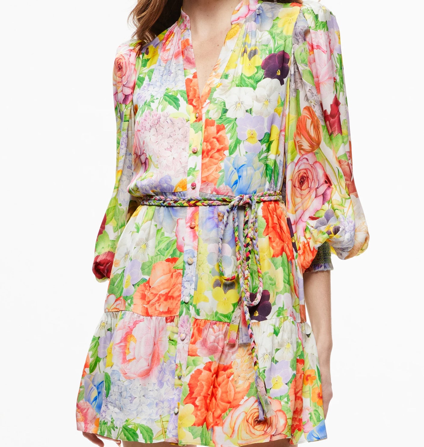 Alice + Olivia Multicoloured Antonette Long Sleeve Mini Dress UK XS/S