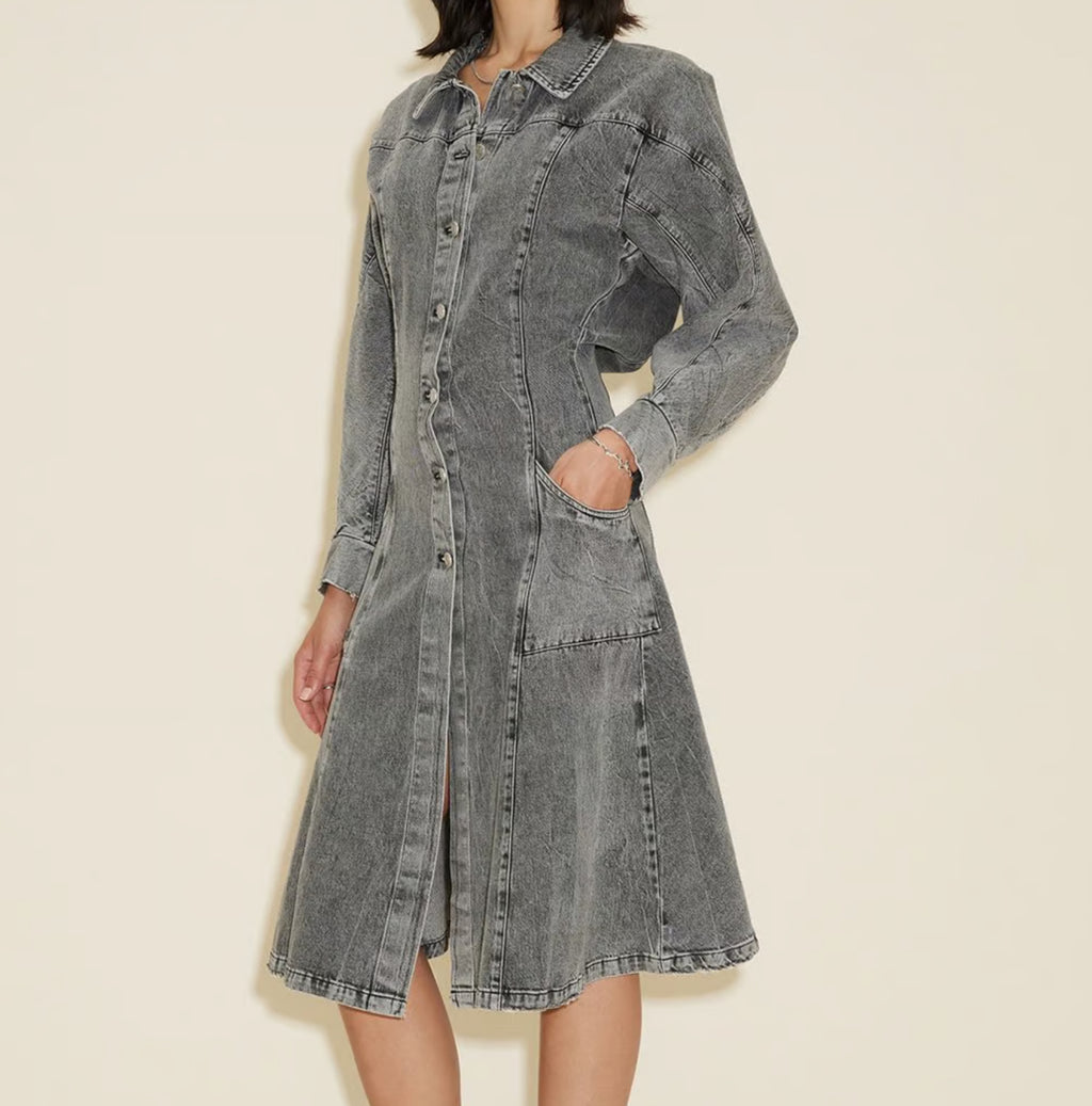 Holzweiler Sousha Dark Grey wash Denim Dress UK S