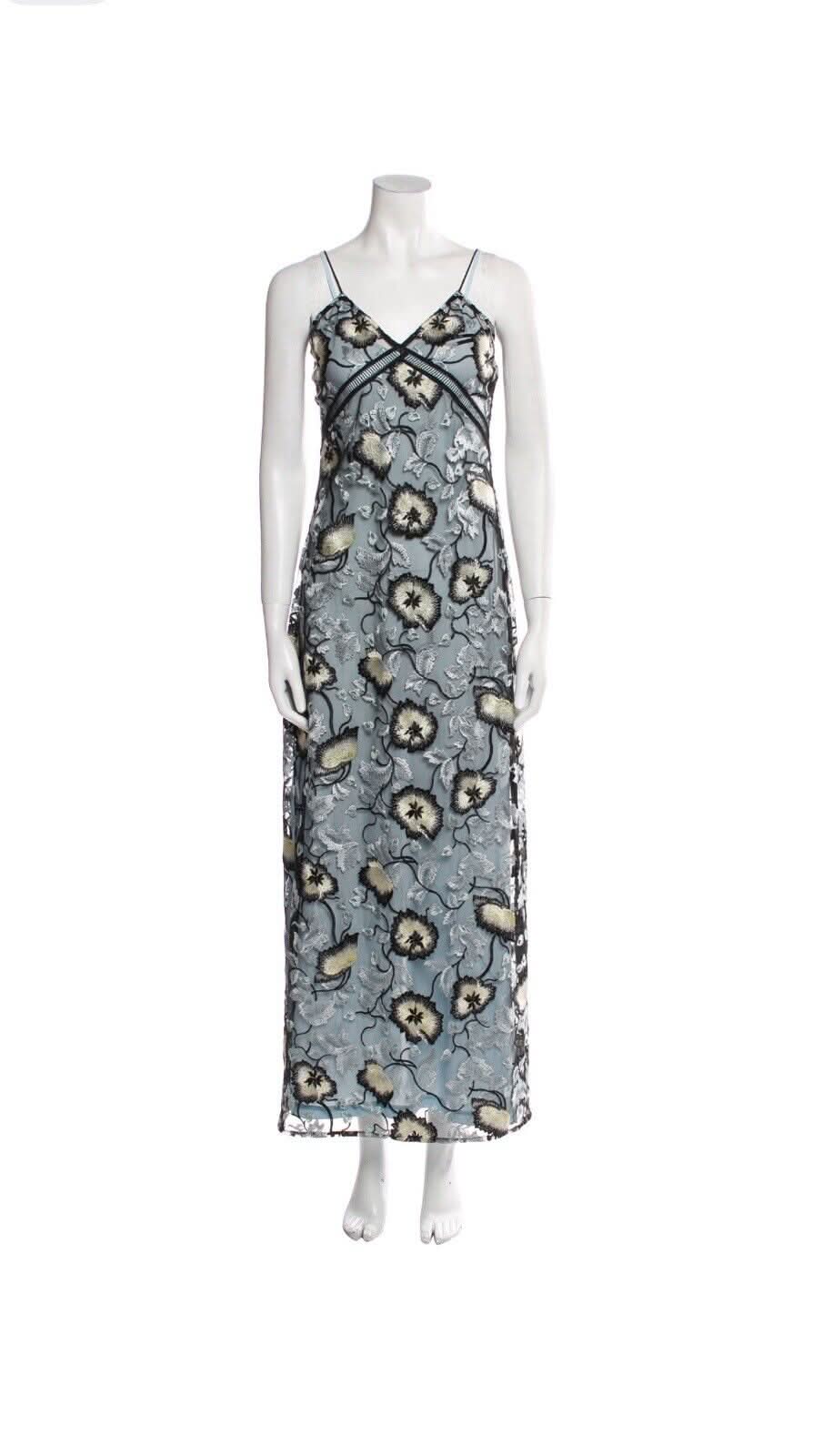 Self-Portrait Black Sofia Poppy Embroidered Maxi Dress UK 10