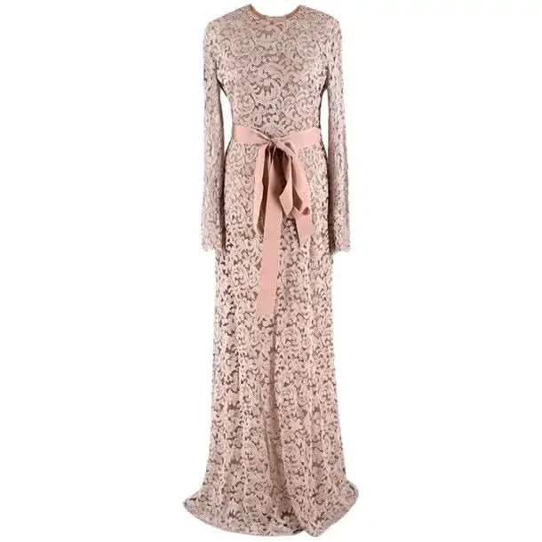 Alexander Terekhov Nude Lace Long Sleeve Gown UK 10