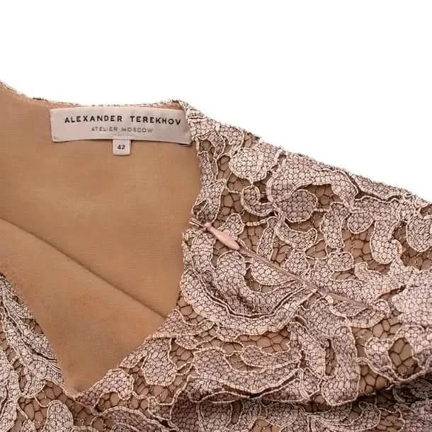 Alexander Terekhov Nude Lace Long Sleeve Gown UK 10