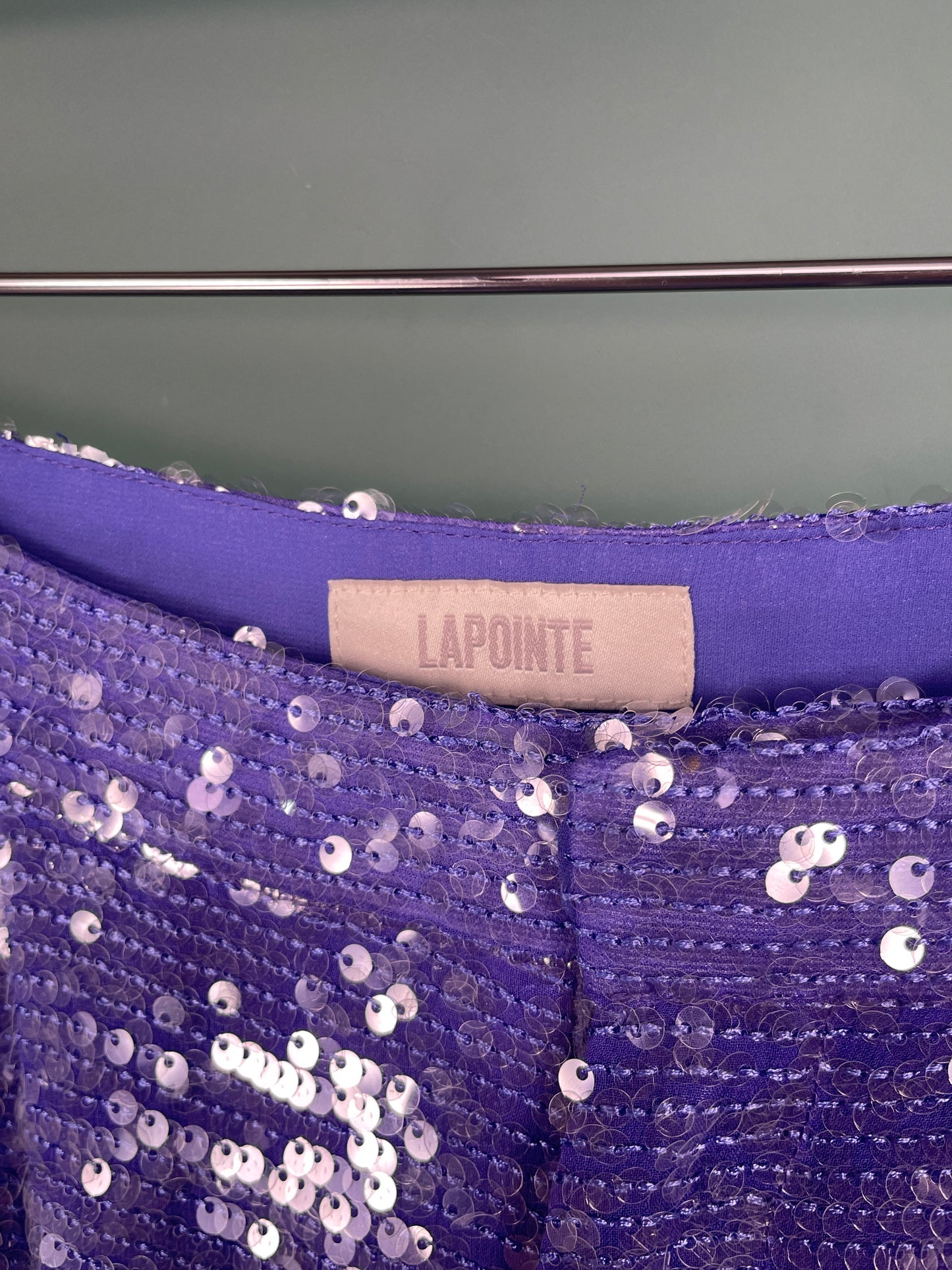 Lapointe Purple Sequin Pleated Trousers UK 10