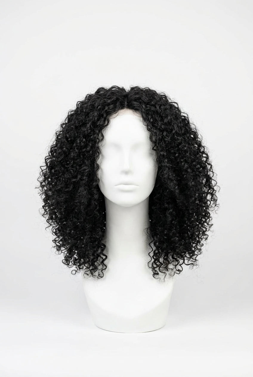 WIGS Black Kinky Curls Wig 14" LONG