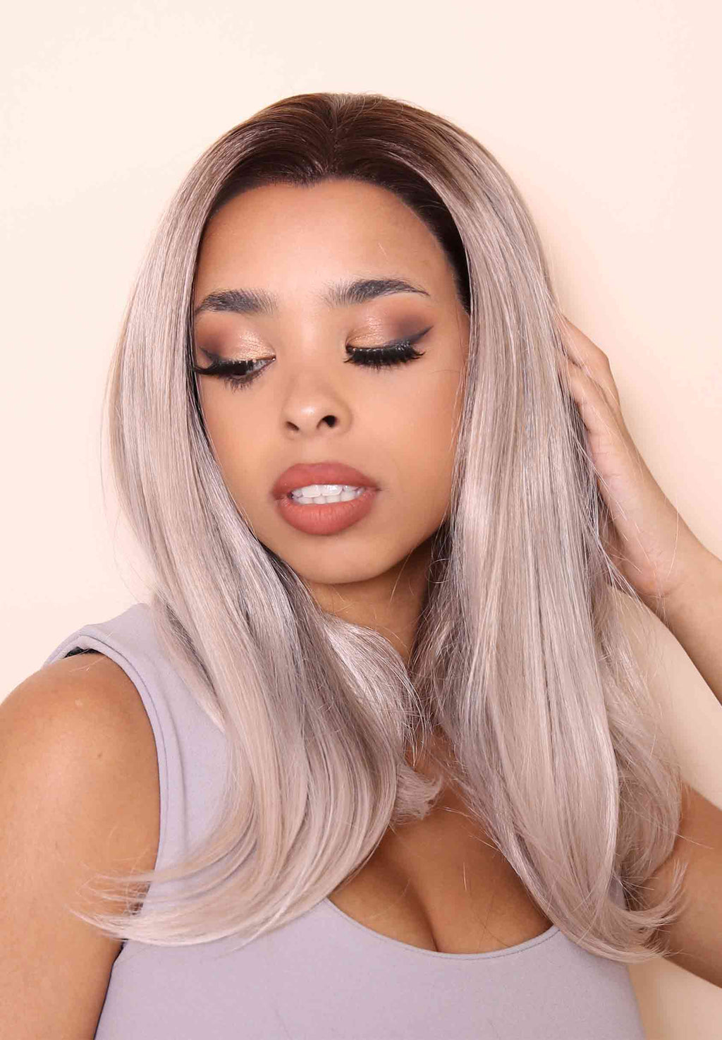 WIGS X RELIKED Blond Smoke 16" Luxury synthetic Lace Front Wig One Size