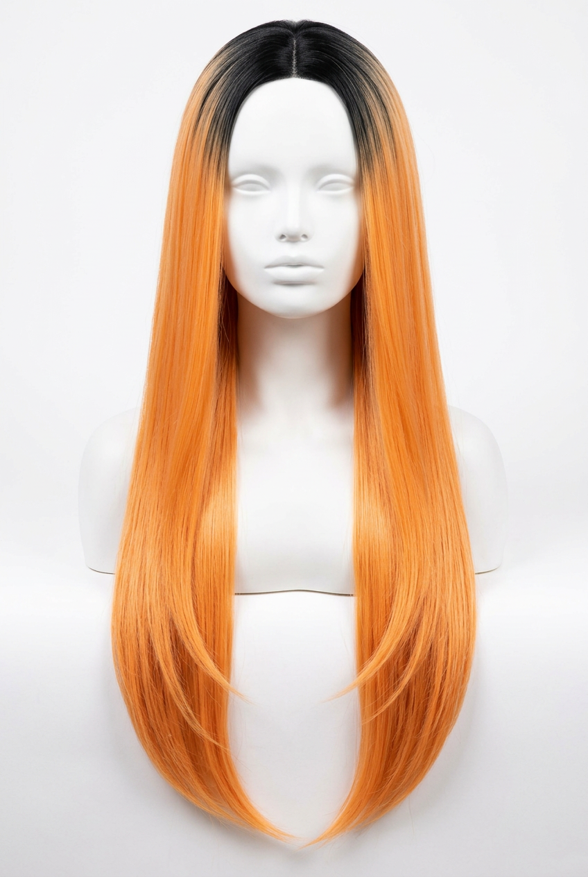 WIG  Electric Peach Long Wig 24"Long