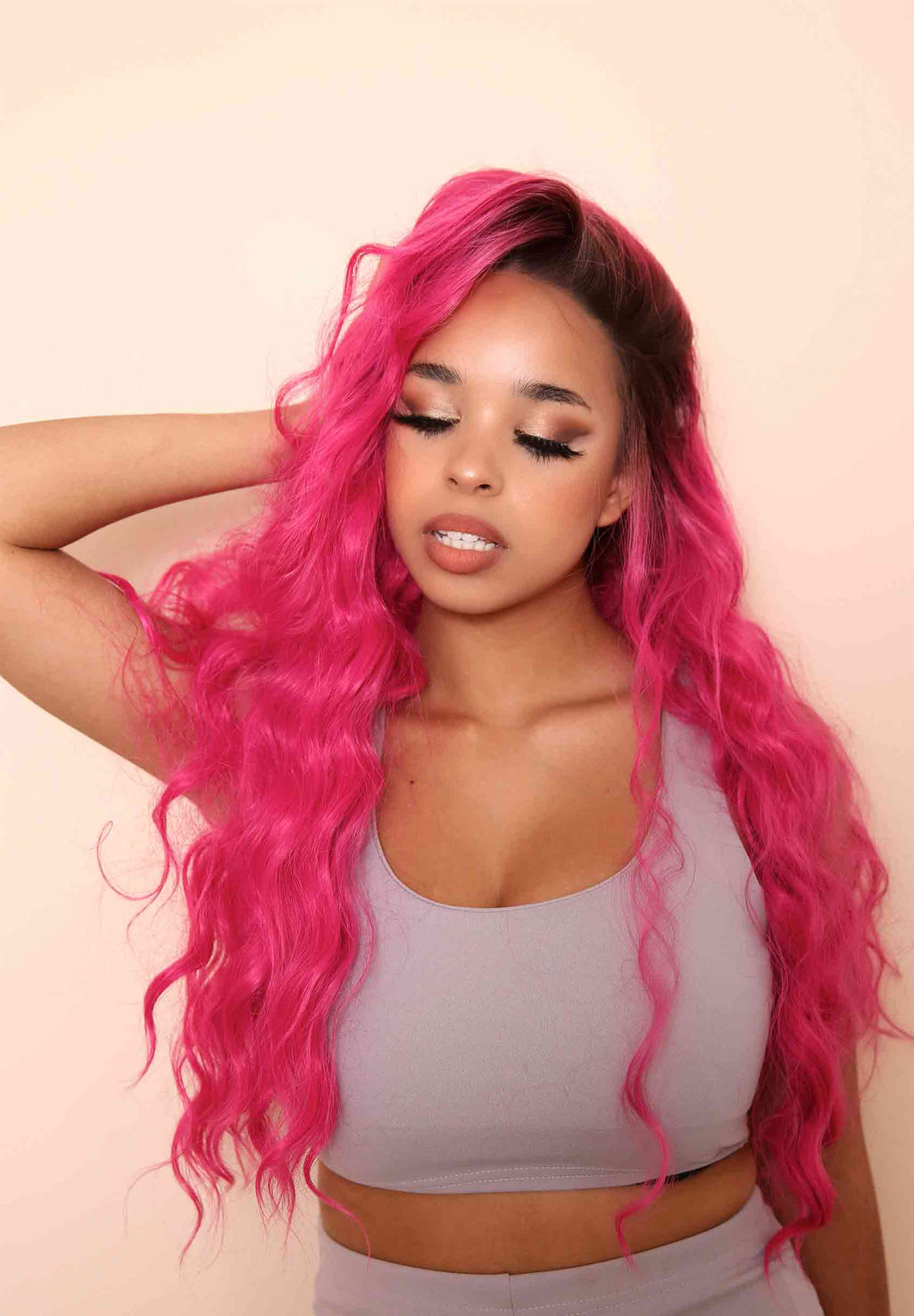 Wigs x Reliked Hot Pink Synthetic Lace Front Wig One Size