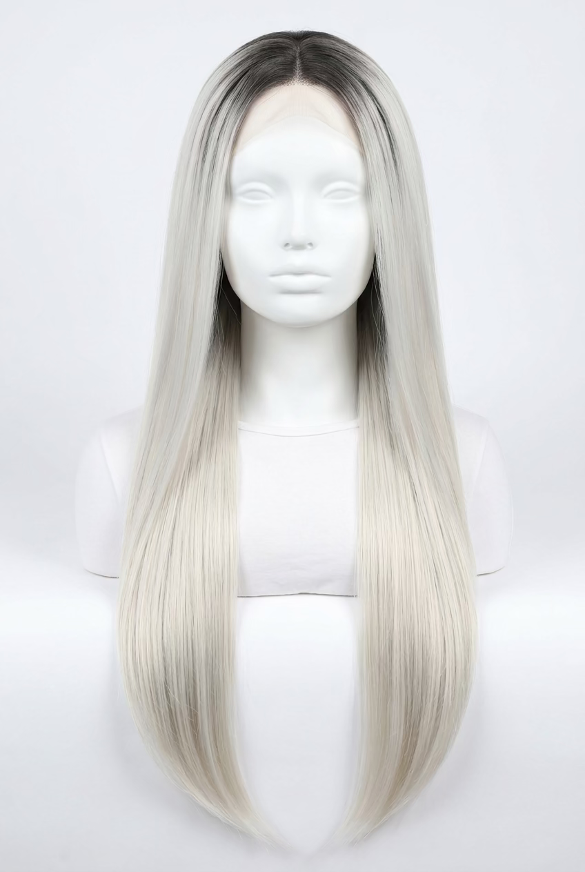 WIGS Platinum Kim Lace Front Wig 28" LONG