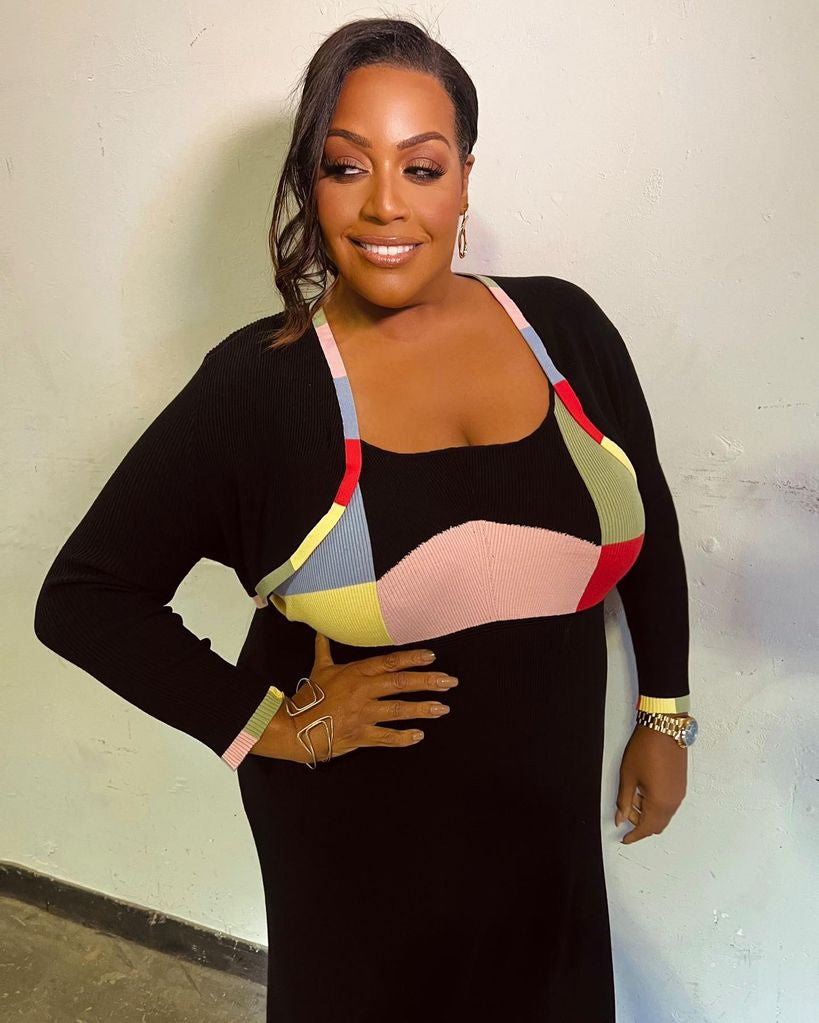 Rixo Black Abisola Omole Paisley Knit Dress And Shrug Top Set UK 26