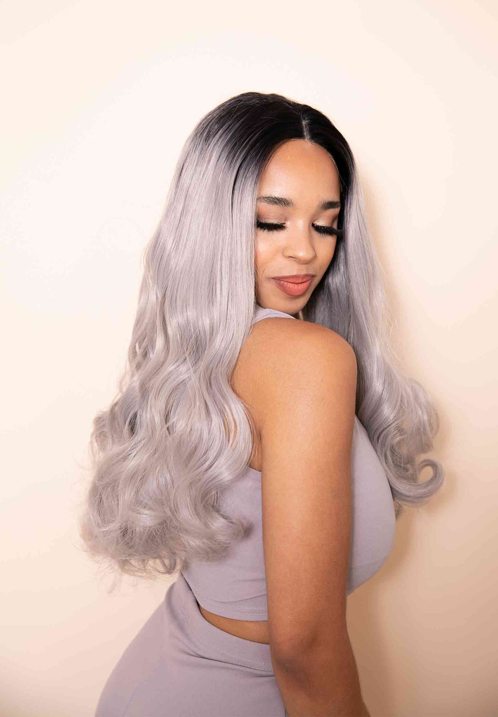 Wigs x Reliked Curly Silver Locks Synthetic Lace Front Wig One Size