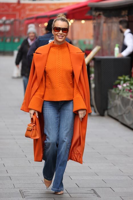 ME + EM Orange Merino Wool & Cashmere Bobble Knit Jumper UK XS