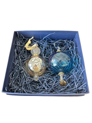 Azza Fahmy Set of 2 Ltd.Edition Baubles Inscribed with Messages of Happiness & Joy