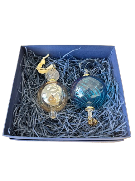 Azza Fahmy Set of 2 Ltd.Edition Baubles Inscribed with Messages of Happiness & Joy