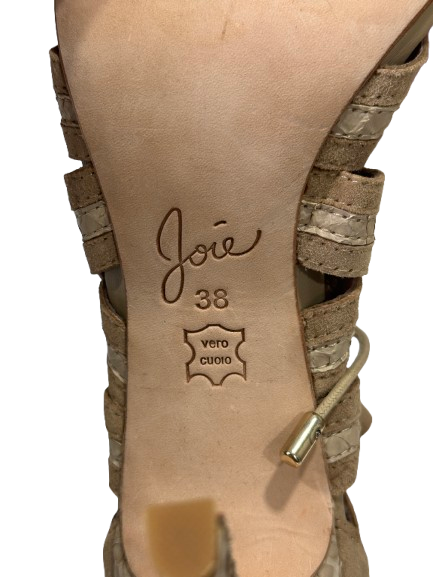 Joie Beige Snake Detail Lace-up Suede Sandal UK 5 EU 38 👠