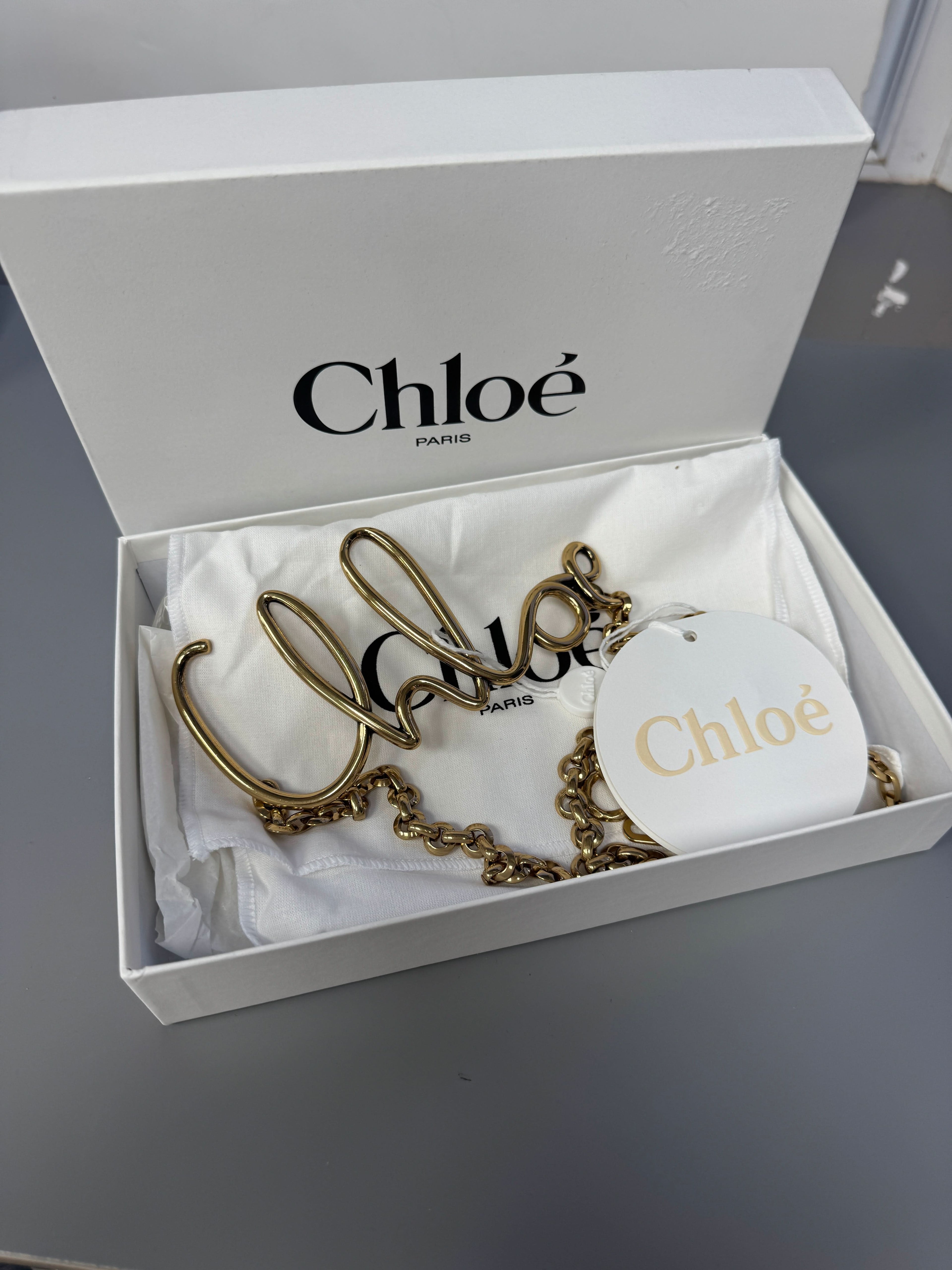 CHLOE Gold Iconic Logo Chain Belt One Size