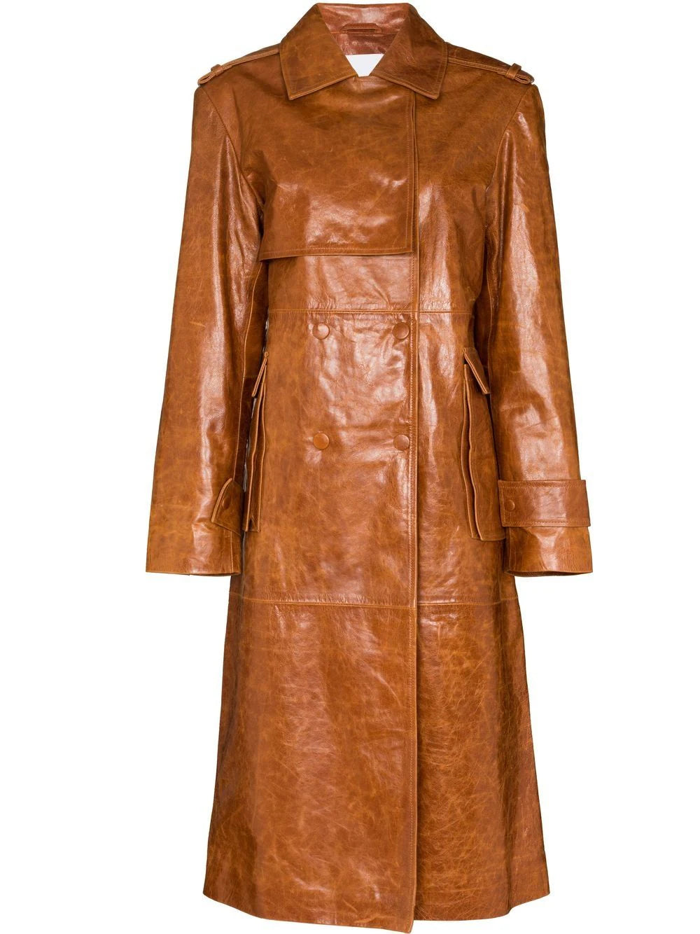 Remain Birger Christensen Brown Pirello Leather Coat UK 12