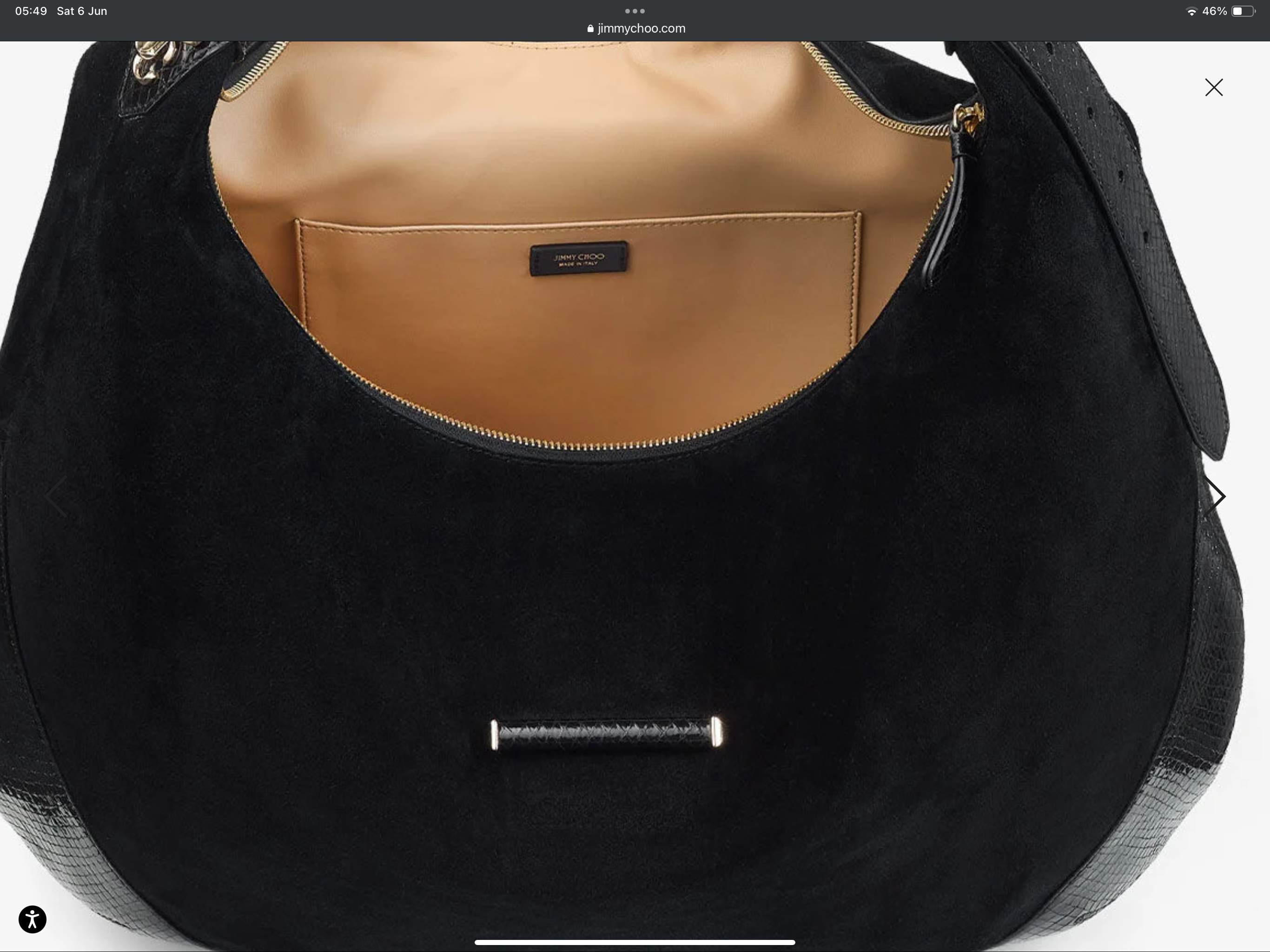 JIMMY CHOO Black Large Bar Hobo Suede Shoulder Bag