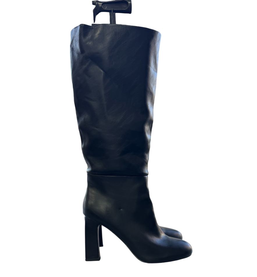 ASOS Carly Block Heel Pull On Knee Boots In Black UK 8 EU 41