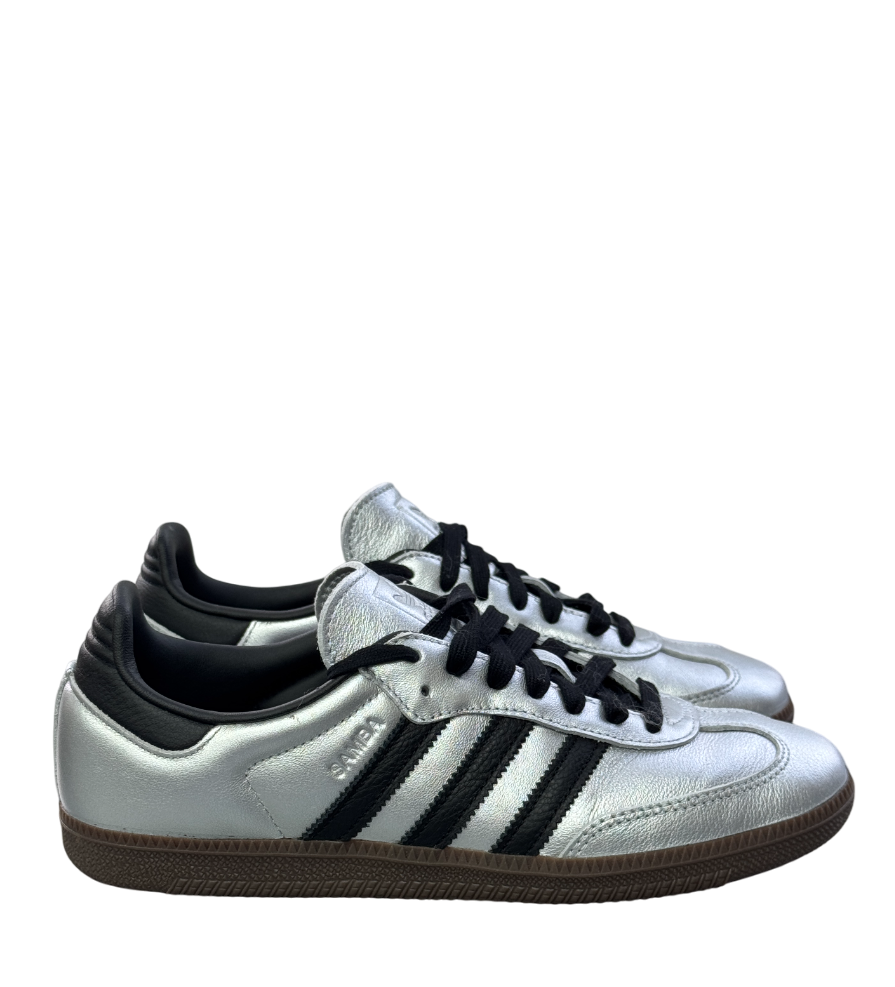 adidas Samba Og Silver /black Metallic Trainers UK 7 EU 40 👠