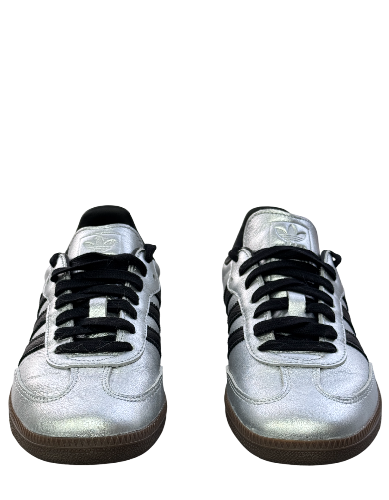 adidas Samba Og Silver /black Metallic Trainers UK 7 EU 40 👠