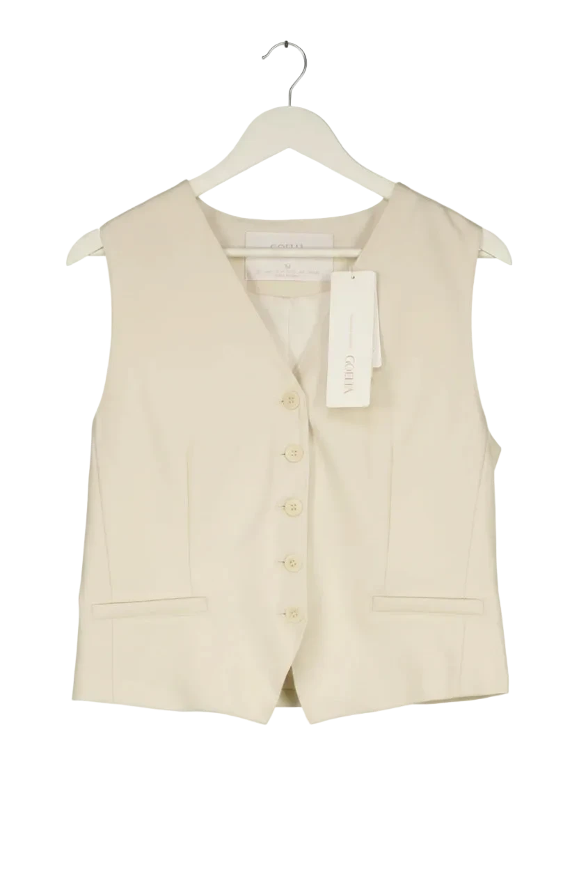 GOELIA Cream Worsted Wool Single-breasted Tailored Vest UK M