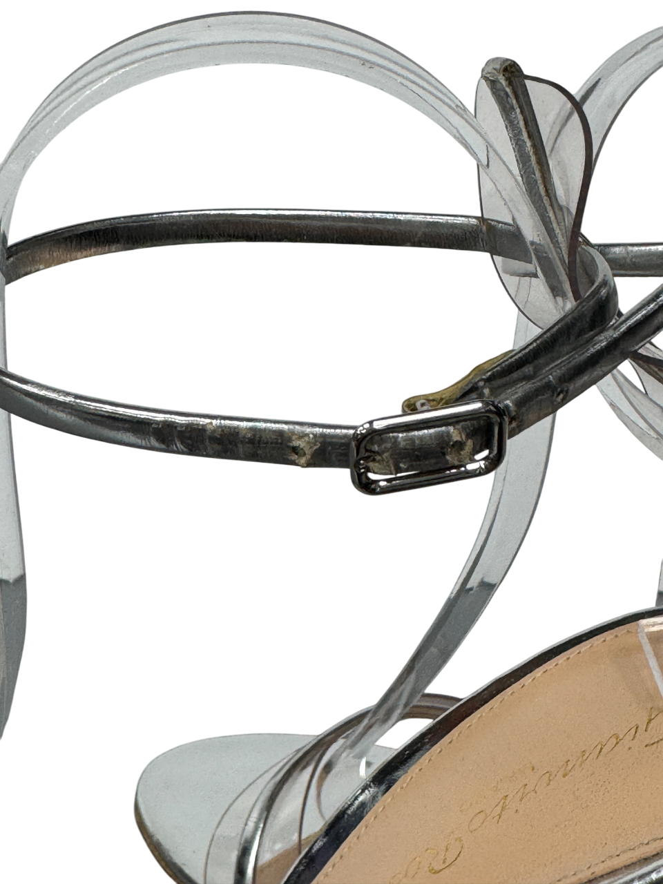 Gianvito Rossi Plexi Metallic Sandal In Silver UK 6 EU 39 👠