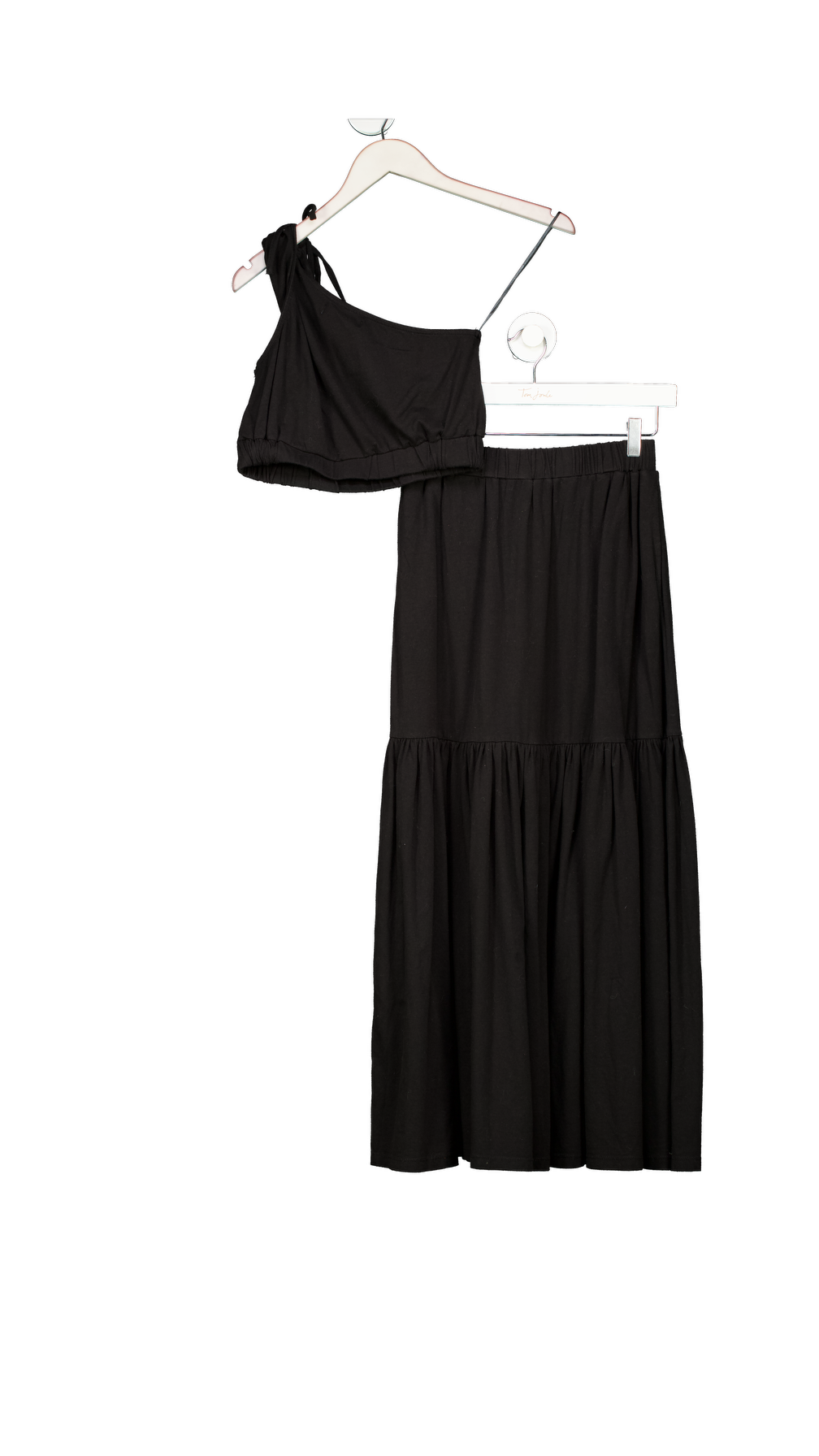 Seafolly 2-piece Black Tiered Cotton Jersey Maxi Skirt & top set UK XS