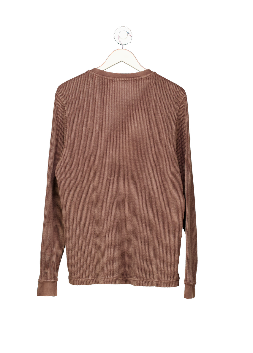 Abercrombie & Fitch Brown Brpwn Long Sleeve Waffle Top UK M