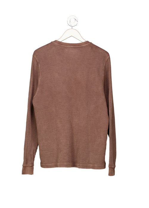 Abercrombie & Fitch Brown Brpwn Long Sleeve Waffle Top UK M