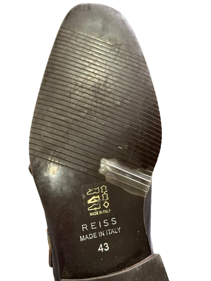 REISS Leather Double Monk Strap Shoes In Dark Brown UK 9 EU 43 👞