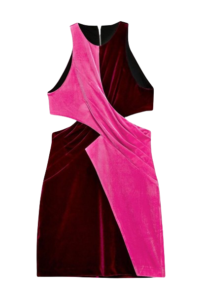 Topshop x Halpern Topshop Halpern Pink & Burgundy Velvet Dress UK 8